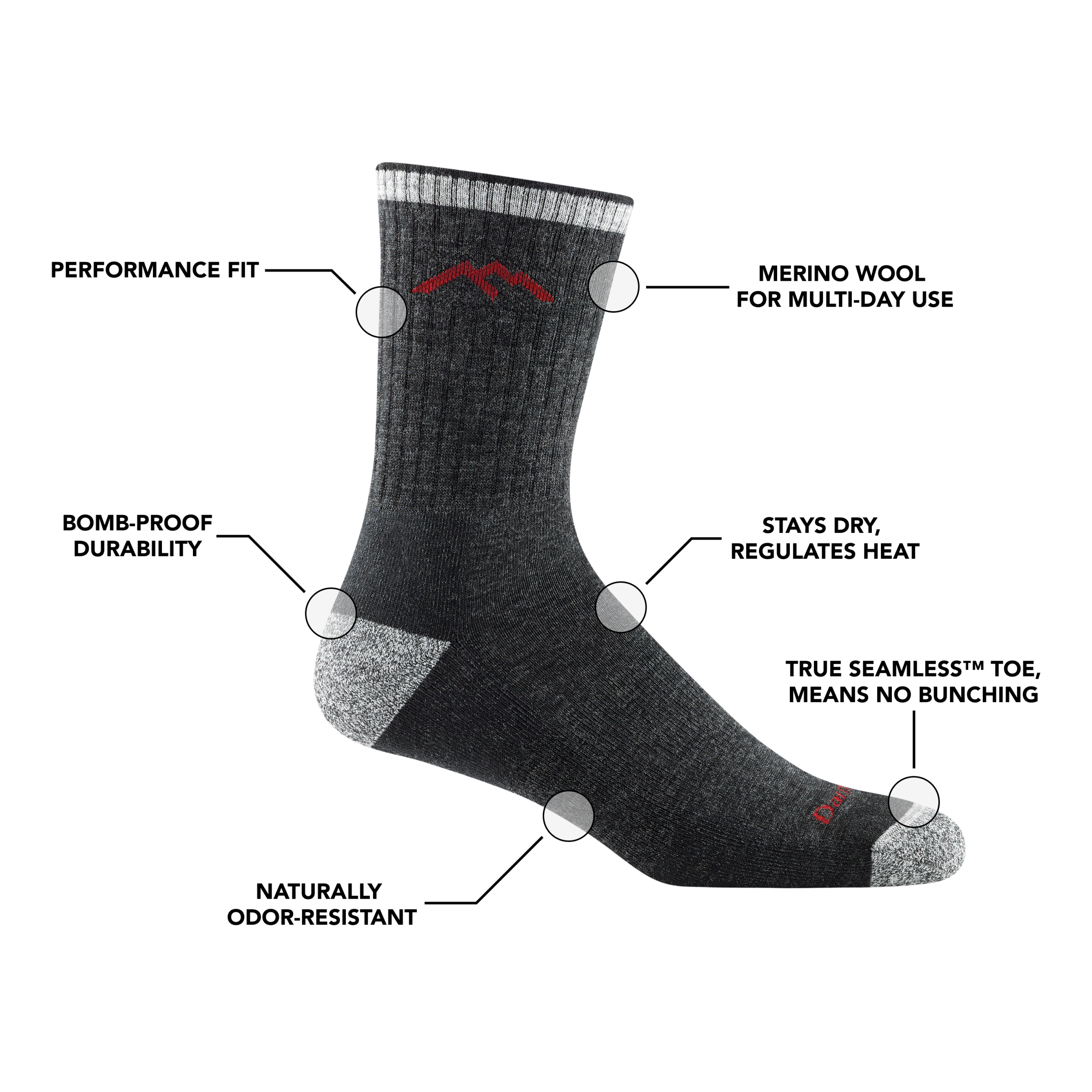 Men's Hiker Micro Crew Midweight Hiking Socks