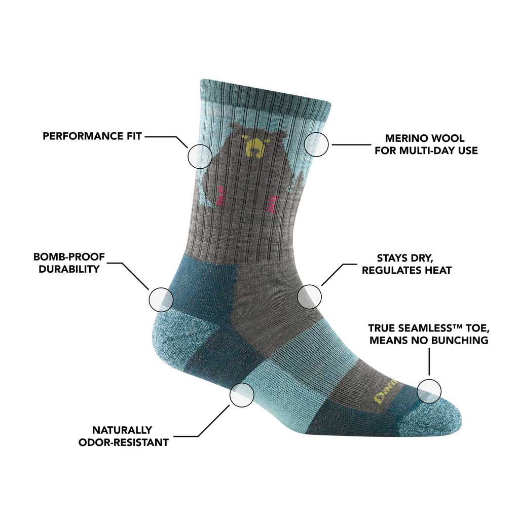 Women's Bear Town Micro Crew Lightweight Hiking Socks